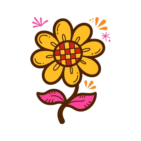 Mustard Daisy With Pink Leaves