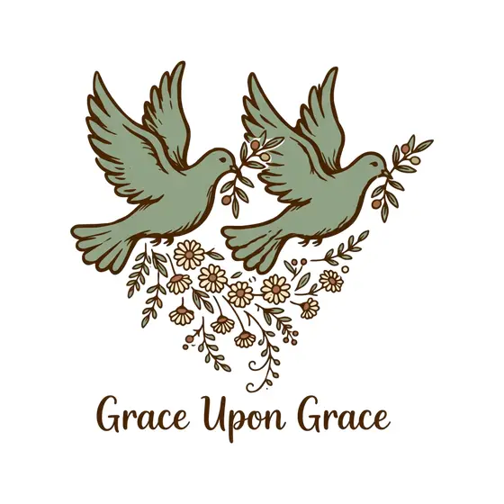 Two Sage Doves With Olive Sprigs