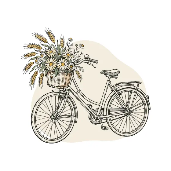 Bicycle With Wildflower Basket Sketch