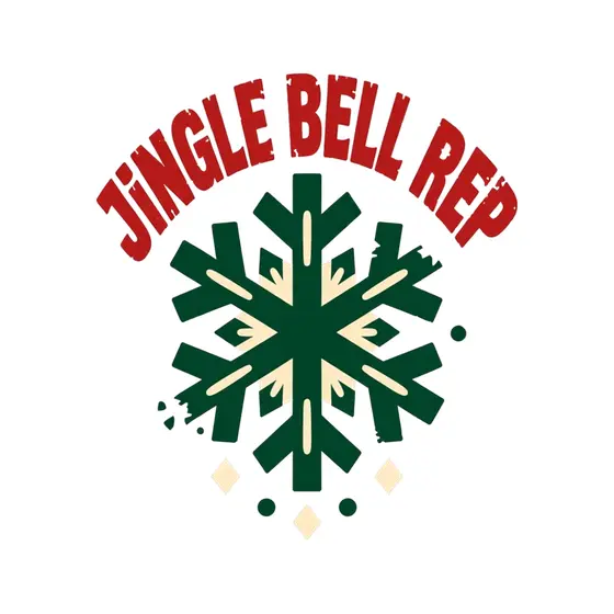 Green Snowflake With Red Jingle Text