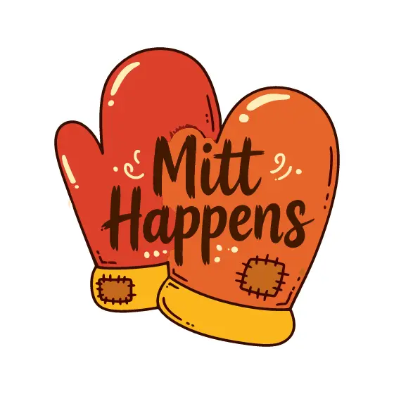 Tilted Patched Oven Mitts