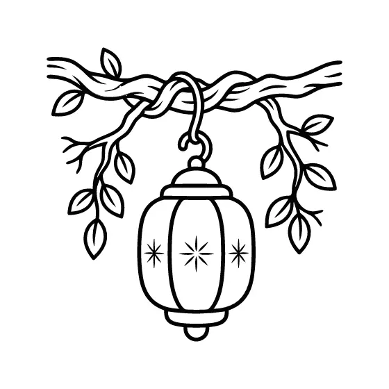 Hanging Lantern on Gnarled Branch