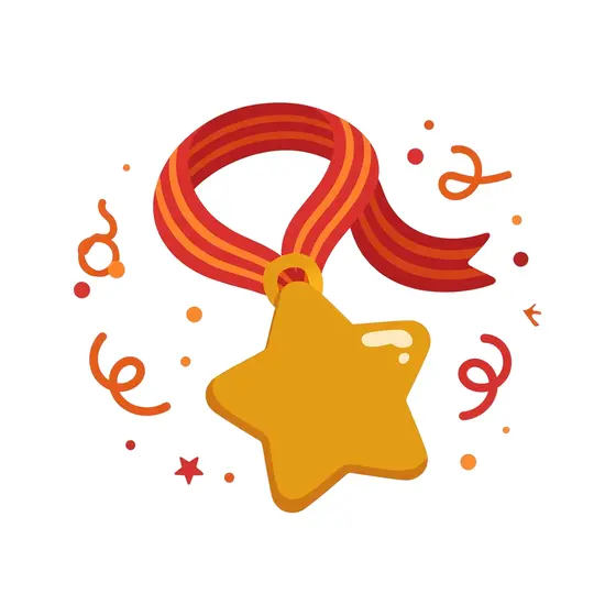 Gold Star Medal With Striped Ribbon