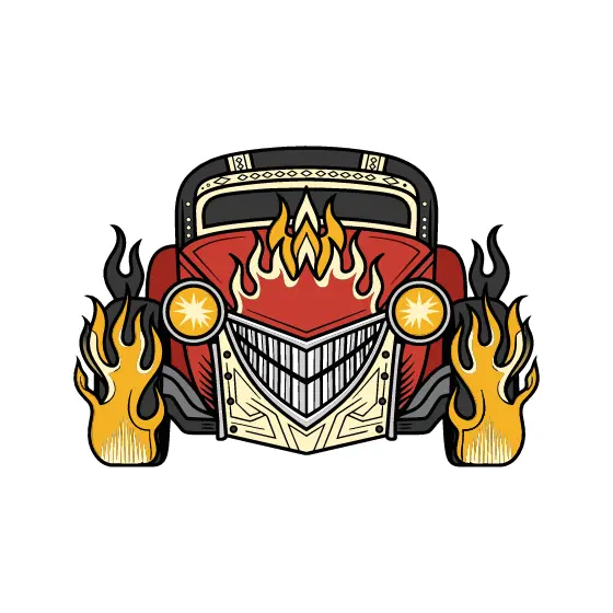 Red Hot Rod With Starburst Headlights