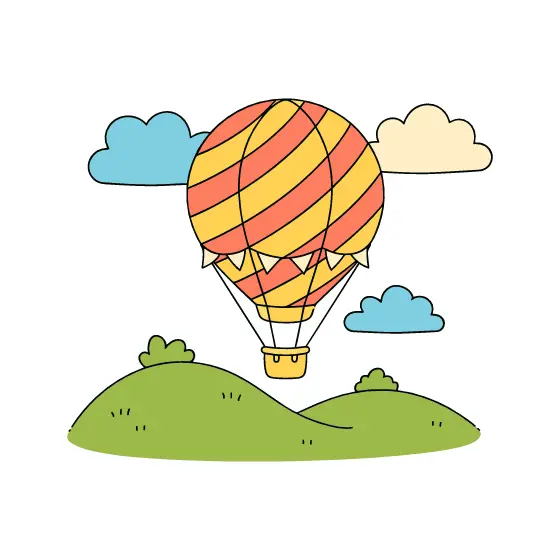 Diagonal Striped Balloon With Hills