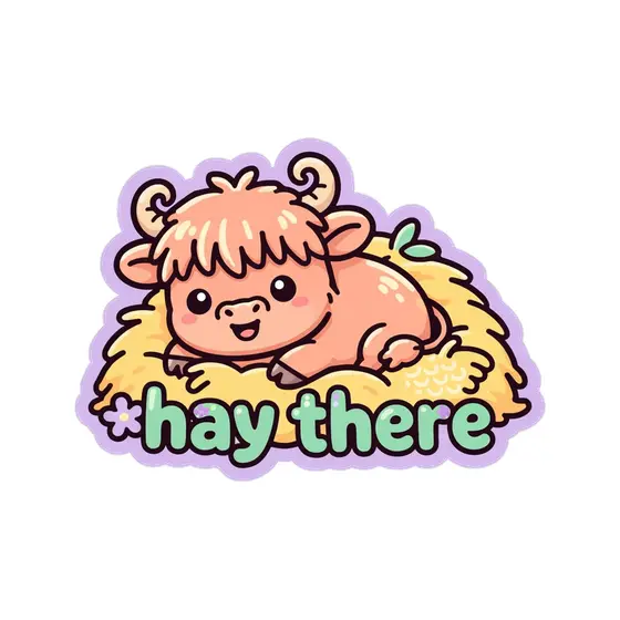 Smiling Highland Calf In Green Lettering