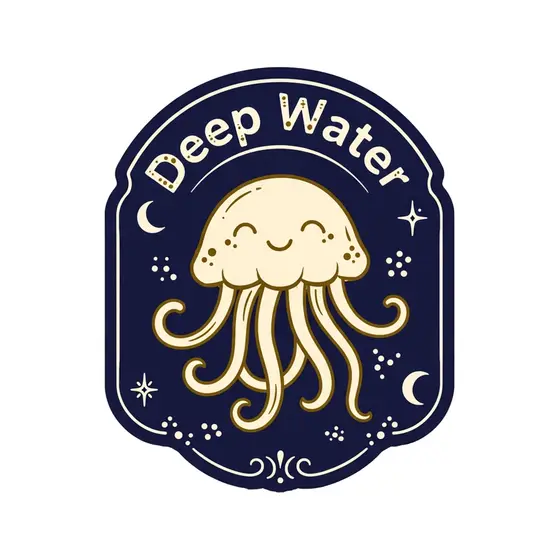 Speckled Lettering Jellyfish Deep Water Badge
