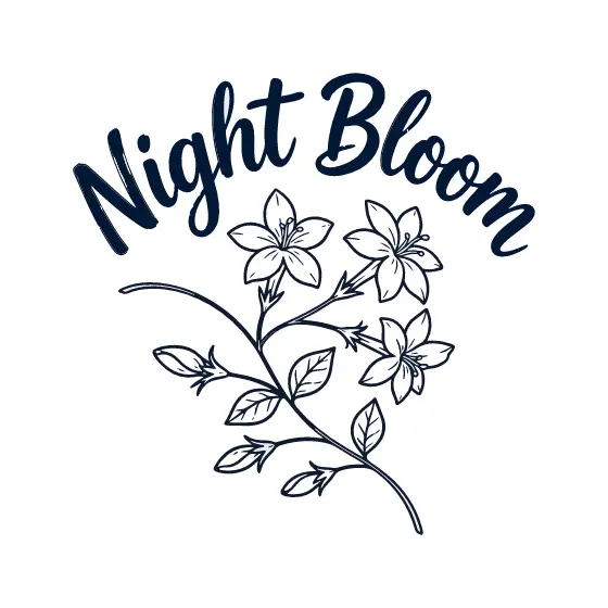 Night Bloom Jasmine Sprig Navy Line Art