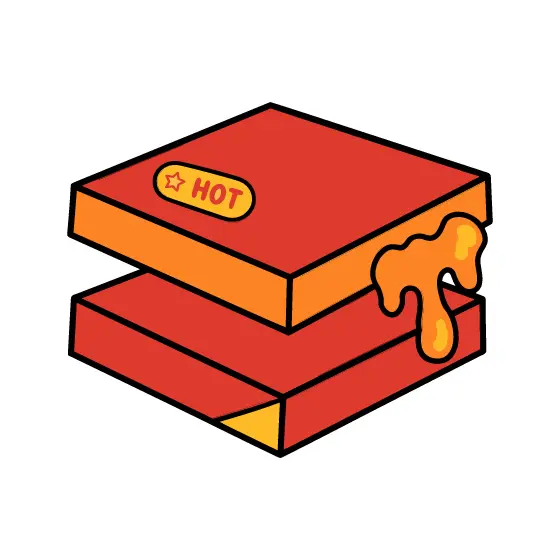 Red Pizza Boxes With Hot Label
