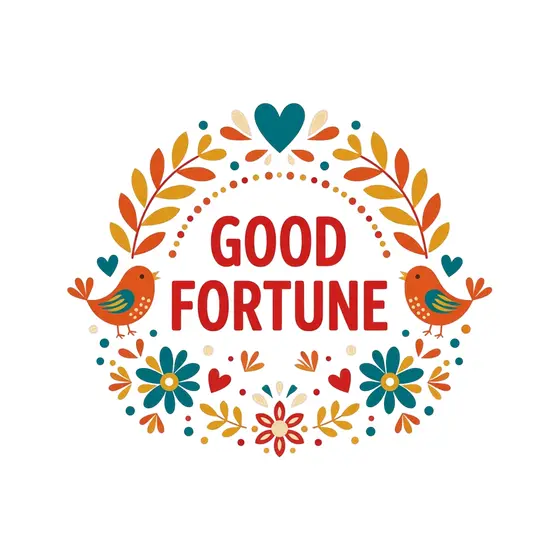 Good Fortune Wreath With Teal Flowers
