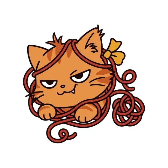 Grumpy Ginger Cat Paws Over Yarn