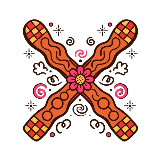 Crossed Retro Skis With Daisy