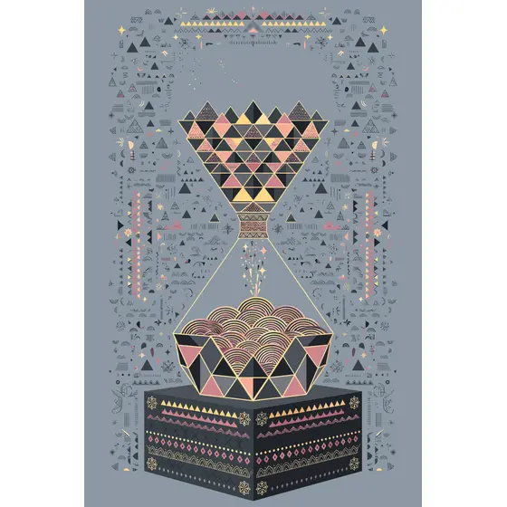 Geometric Hourglass With Sand and Pedestal