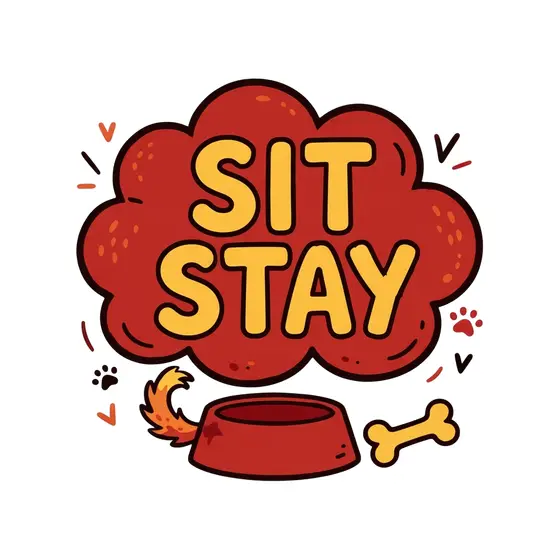 Red Cloud Sit Stay With Bone And Bowl