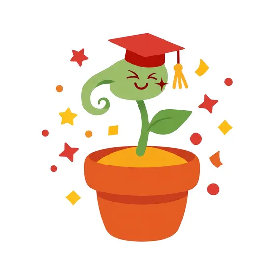 Grinning Sprout in Pot with Star Accents