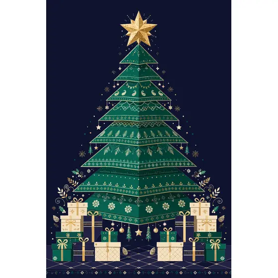 Emerald Christmas Tree With Gold Star