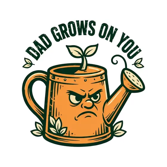 Scowling Orange Watering Can With Sprout