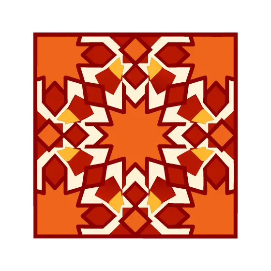 Art Deco Fan Tile in Orange