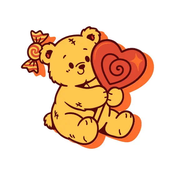 Teddy Bear Hugging Heart Lollipop