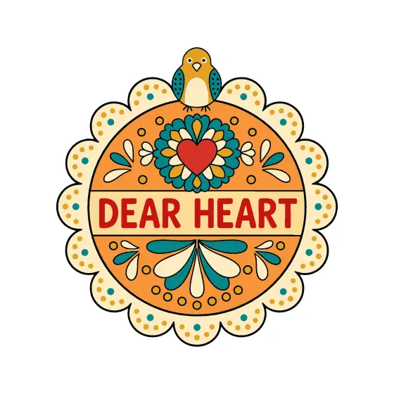 Dear Heart Scalloped Badge with Bird