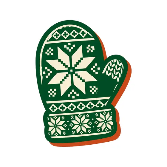Pixel-Style Green Mitten With Star Motif