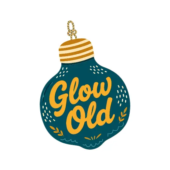 Teal Glow Old Ornament With Striped Cap
