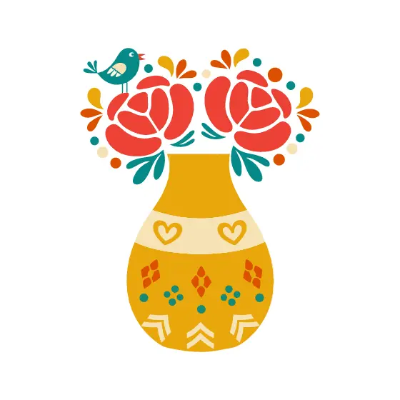 Vase With Two Hearts And Bird