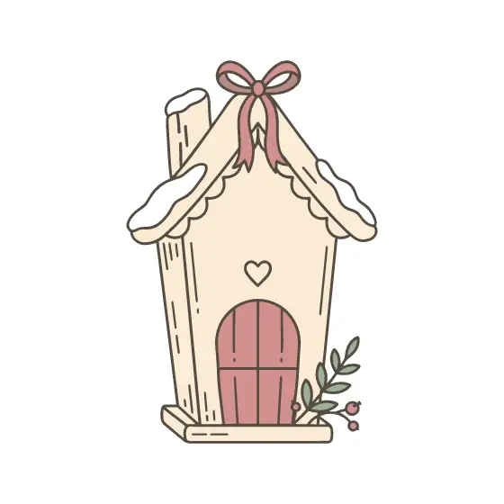 Snowy Birdhouse with Heart Door