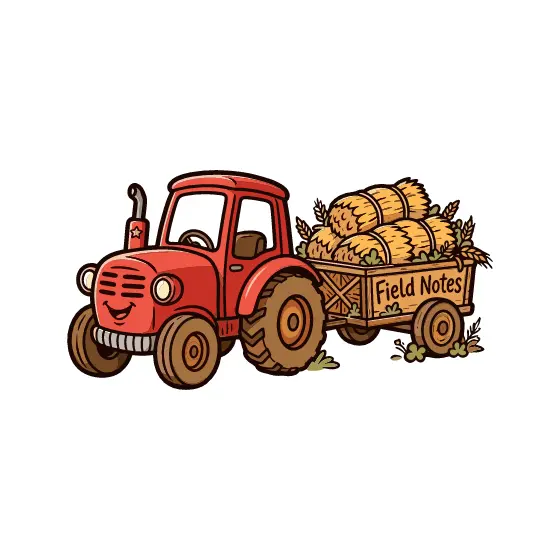 Red Tractor With Hay Bales