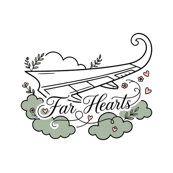 Airplane Wing Above Clouds With Hearts