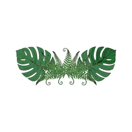Horizontal Monstera and Fern Leaves Arrangement