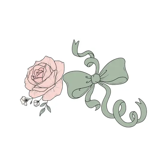 Blush Rose With Sage Bow