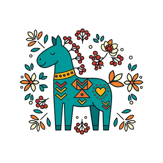 Teal Horse With Floral Saddle Pattern
