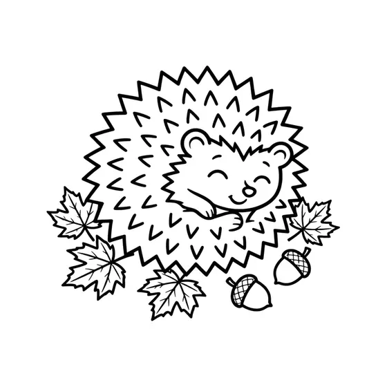 Sleepy Hedgehog Among Maple Leaves