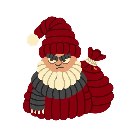 Grumpy Knit Santa With Red Sack