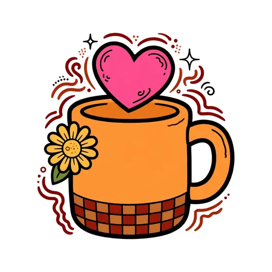 Orange Mug With Pink Heart