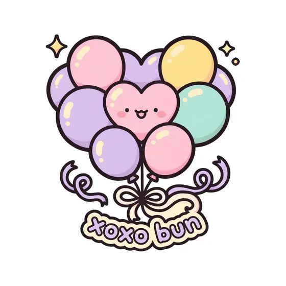 Pastel Balloon Heart Bunch Sticker