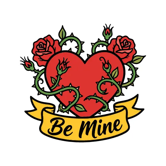Red Heart With Thorned Roses