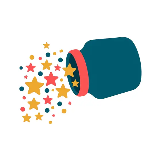 Teal Jar Spilling Gold Stars