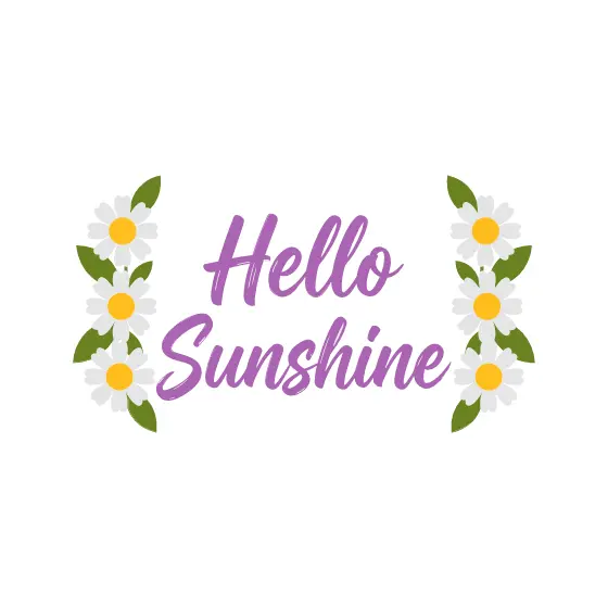 Hello Sunshine Purple Brush Script and Daisies