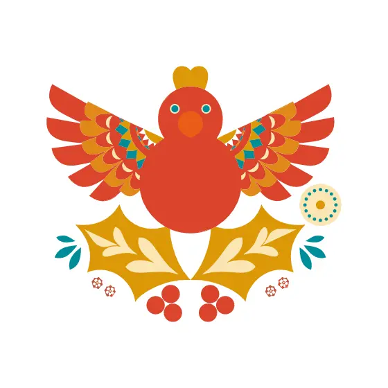 Red Folk Cardinal With Holly