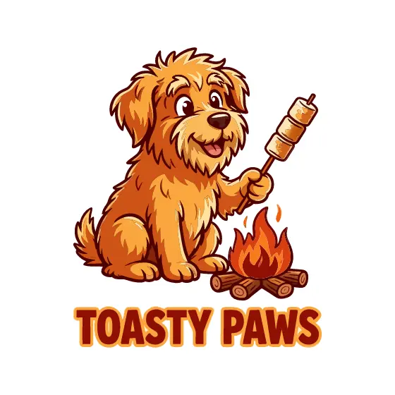 Scruffy Dog Roasting Marshmallow Toasty Paws