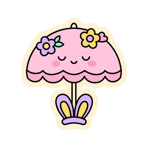Pink Umbrella With Bunny Ear Handle