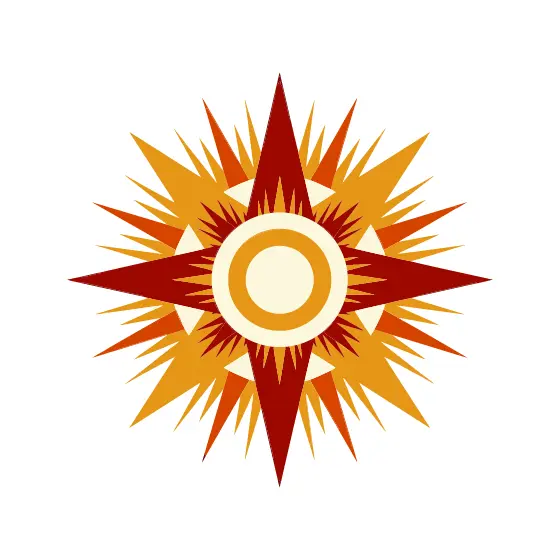 Compass Rose With Sunburst Rays