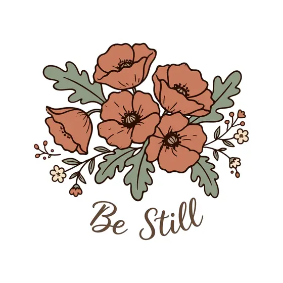 Terracotta Poppies With Be Still Script