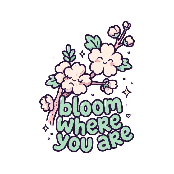 Mint Green Blossom Branch Quote
