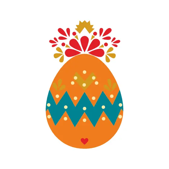 Orange Easter Egg With Red Flower Crown