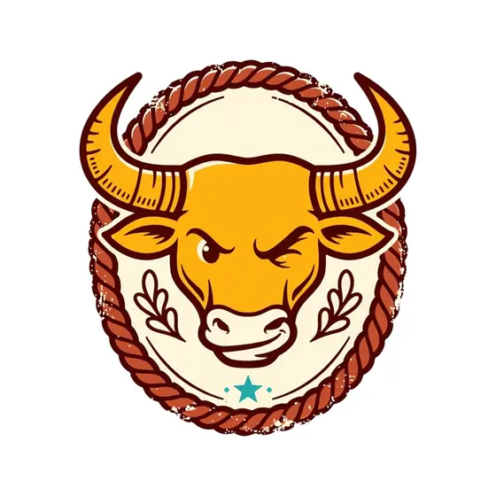 Winking Mustard Bull in Rope Frame