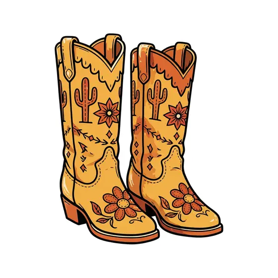 Mustard Yellow Cactus Boots Pair