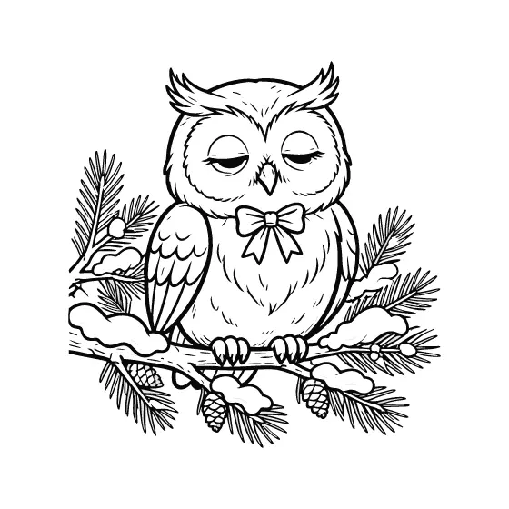 Sleepy Owl With Red Bow